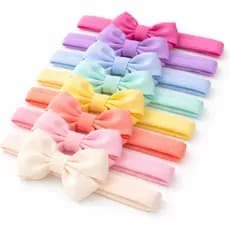 Qaulquer Kit com 10 laços tipo tiara na faixa para bebê com laço e meia de seda