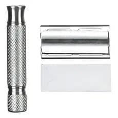 Aparelho Barbeador Estilo Retrô Antigo Metal Lamina Manual Cinza