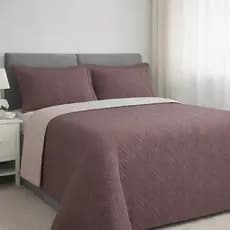 Kit 3 Peças Colcha Cobre Leito E Fronhas Casal Dupla Face Toque Texturizado Suave Premium