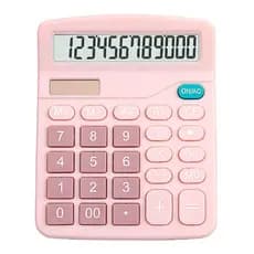 Calculadora De Mesa Visor Grande 12 Dígitos Solar Ou Pilha - Rosa