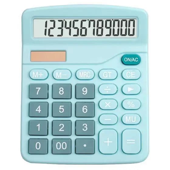 Calculadora De Mesa Visor Grande 12 Dígitos Solar Ou Pilha - Azul