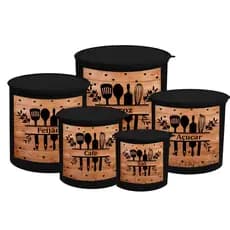 Kit Potes de Mantimentos Plástico Decorado Porta Mantimentos Talheres Pote Cozinha