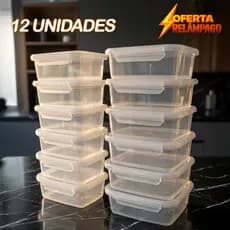 Jogo Marmita Potes 800ml Travas Laterais BPA FREE Para Congeladores e Microondas
