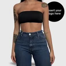 Top faixa cropped tomara que cai de suplex color tiazinha