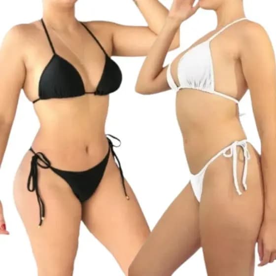kit 2 biquíni cortininha de amarração marquinha fio