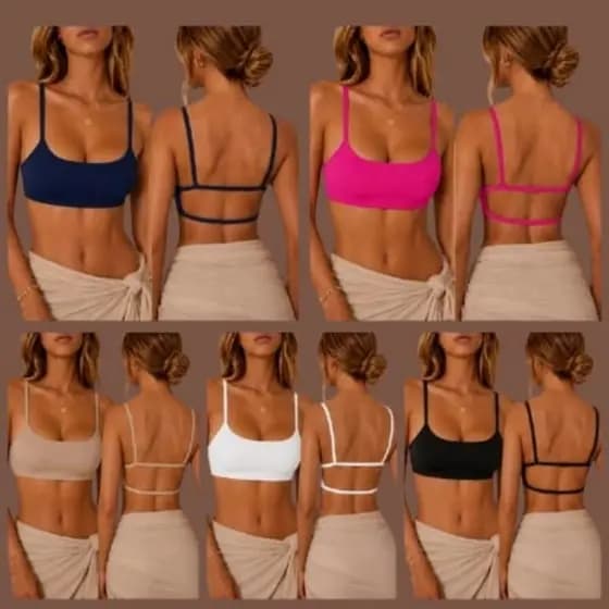 Kit 5 Top costa nua modelo gringa alça fina