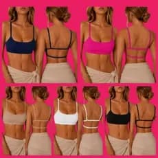 KIT 5 Top Cropped Costa Nua Faixa Fitness Alcinha Sem Bojo Moda Gringa Blogueira Verão