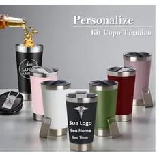 kit 5 10 15 Copo Térmico Personalizado Times Logo Nomes Desenho Tampa e Abridor Bebida Gelado Quente
