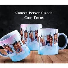 Caneca Xícara Personalizada Porcelana Cerâmica Painel Fotos Padrinhos Aniversário Namoro Casamento