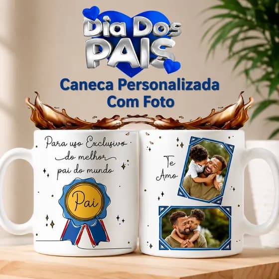 Caneca Xícara Personalizada Porcelana Cerâmica Com Foto Uso Exclusivo Melhor Pai Padrinho Avô Dindo