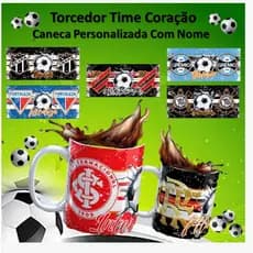Caneca Personalizada Nome Porcelana Cerâmica Time Coração Futebol Torcedor Apaixonado Uso Exclusivo
