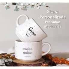 Kit Xícara Personalizada Porcelana 180ml Lembrança Padrinhos Casamento Aniversário Nome Logomarca