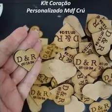 Kit Coração Personalizado Iniciais Nome Mdf Crú Corte à Laser S/ Furo Lembrança Casamento Noivado