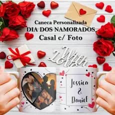 Kit Casal 2 Canecas Personalizada Com Foto Frase Nome Cerâmica Namorados Namoro Love You Casamento