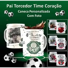 Caneca Xícara Personalizada Porcelana Cerâmica Pai Torcedor Time Coração Futebol Nome Uso Exclusivo