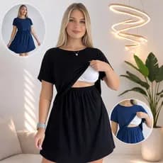 Vestido Amamentação Gestante Grávida Amamentar Maternidade Viscolycra Cores Premium Manga Curta