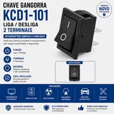 Chave Gangorra KCD1-101 Liga Desliga 2 Terminais Interruptor ON/OFF