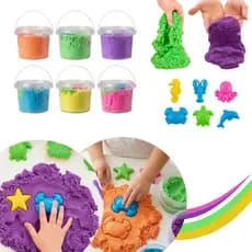Areia Mágica Cinética Grande com Moldes 300g Brinquedo Educativo Infantil Didático Forminha Sensorial Massinha