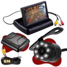 Kit Câmera de ré visão noturna + Tela monitor retrátil 4.3 polegadas estacionamento