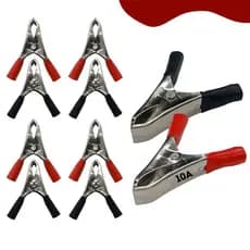 10un Garra Jacaré Pequena Clip Para Bateria 10a 5cm Vermelho