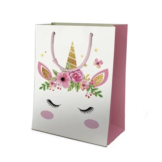 10-50 Sacolas De Papel Unicórnio 25x17x6cm Bolsa Festa Lembrancinha Surpresa