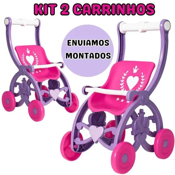 Kit 2 Carrinho De Boneca Brinquedos Bebe Menina Infantil Luxo Carrinho De Boneca Passeio Luxo Bebê Reborn