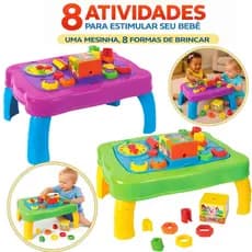 Mesinha Didática Infantil Educativa Sensorial Mesa Divertida Atividades Interativas Formas Encaixar