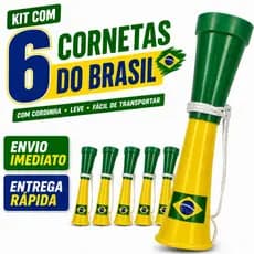 Vuvuzela do Brasil 15 cm Kit com 6 Unidades | Buzina Apito Corneta Copa Festa Jogos Do Brasil