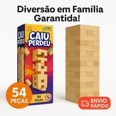Jogo Caiu Perdeu Pais & Filhos de Madeira Jogo da Torre de Madeira 54 Peças Desenvolve Coordenação Motora - 134304