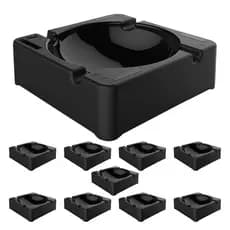 Kit com 10 Cinzeiros Preto em Nylon Uninjet - Resistente e Ideal para Bares, Restaurantes e Residências