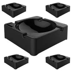 Kit com 5 Cinzeiros Preto em Nylon Uninjet - Resistente e Ideal para Bares, Restaurantes e Residências