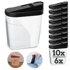 Kit 10 ou 6 Farinheiros 1 Litro Tampa Preta ou Vermelha Açucareiro Porta Sabão - Uninjet