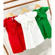 Vestido Infantil Evangelico Social Vermelho  Delicado Festa Luxo Tecido Grosso Meninas