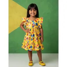 Vestido Infantil Copa Brasil Seleção Verde Amarelo Brasileira