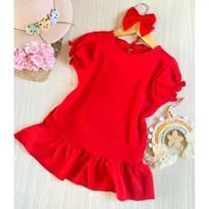 Vestido Infantil Social Festa Batinha Balone Tecido Duna