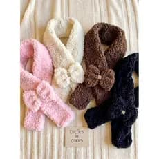 Kit Cachecol Infatil Com Presilha De Cabelo Peluciado Fofinho Acessório De Inverno