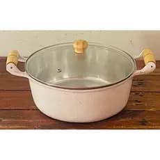 Panela N 24 Branca Alumínio Batido Fundido Grosso Tampa de Vidro Branco Para Arroz