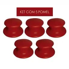 Kit 5 Pomel Vermelho Pegador para Panelas Frigideira Caçarola Pomel
