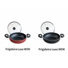 Wok 24cm Antiaderente 4,5L Tampa Vidro 2 Alças Frigideira Alta Grande