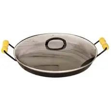 Disco de Arado Grande Borda Alta com Tampa de Vidro Temperado Frigideira Bifeira 52 cm de Alça a Alça