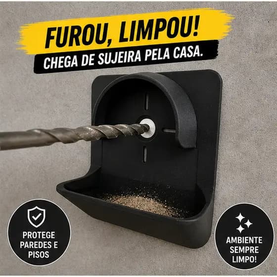Coletor de Poeira para Furadeira | Gabarito para Furar Parede sem Sujeira | Acessório Reutilizável