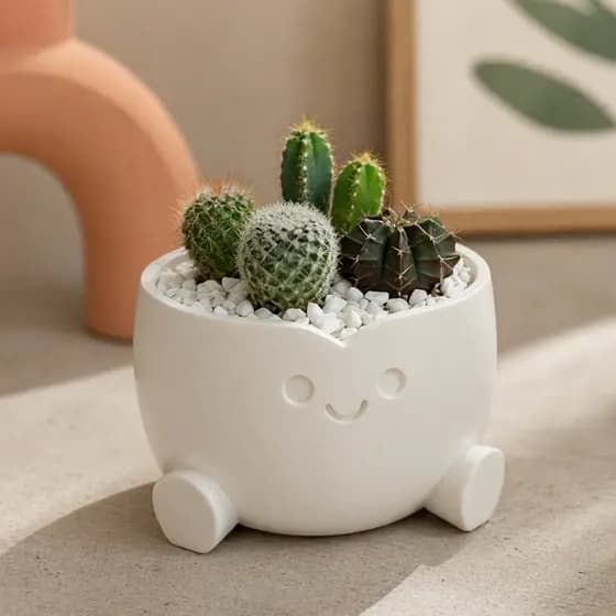 Vaso Criativo com Rostinho Divertido | Porta Planta Suculenta Cacto Presente Diferente