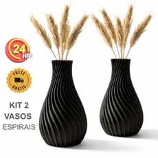 2 Vaso Decorativo Espiral Texturizado Ondulado Moderno | Design Futurista para Sala | Vaso para flor