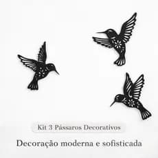 Kit 3 Pássaros de Parede em Plástico Preto – Decoração Moderna Minimalista