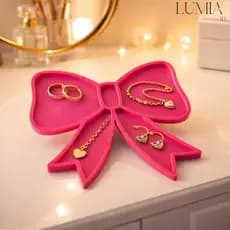 Suporte de Mesa para Joias em Formato de Laço | Porta Joias Decorativo para Brincos, Colares e Anéis