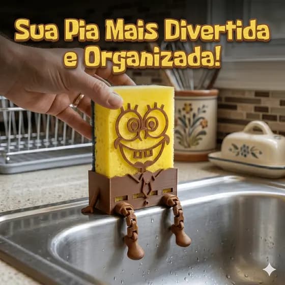 Porta Esponja Bob Esponja Suporte De Pia Cozinha Organizada Presente Exclusivo