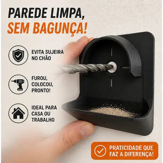 Acessório para Furadeira Anti Poeira | Coletor de Resíduos para Parede | Instalação sem Bagunça