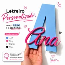 Letreiro Personalizado com Inicial e Nome 3D | Decoração de Quarto, Parede e Escritório