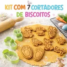 Kit 7 Cortadores de Biscoito Páscoa | Forminhas para Bolacha e Confeitaria | Cortador de biscoito