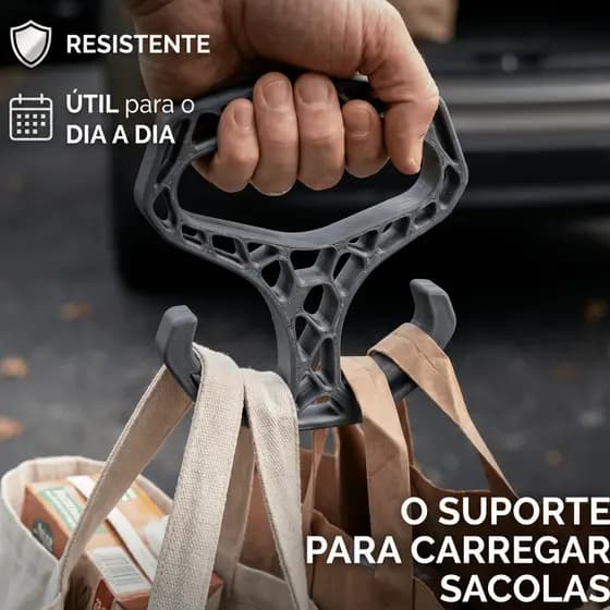 Alça para Sacolas de Mercado | Suporte Portátil Resistente | Carregador de Compras Anti Dor Mãos